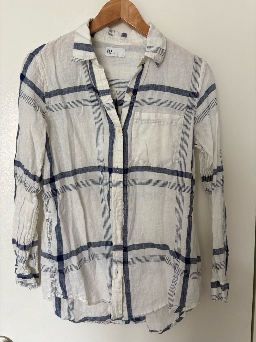 GAP White Shirt with Navy Stripes